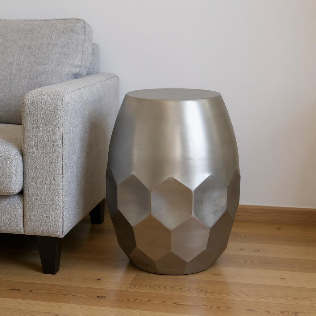 20" Silver Metal Round End Table