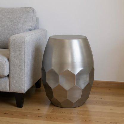 20" Silver Metal Round End Table