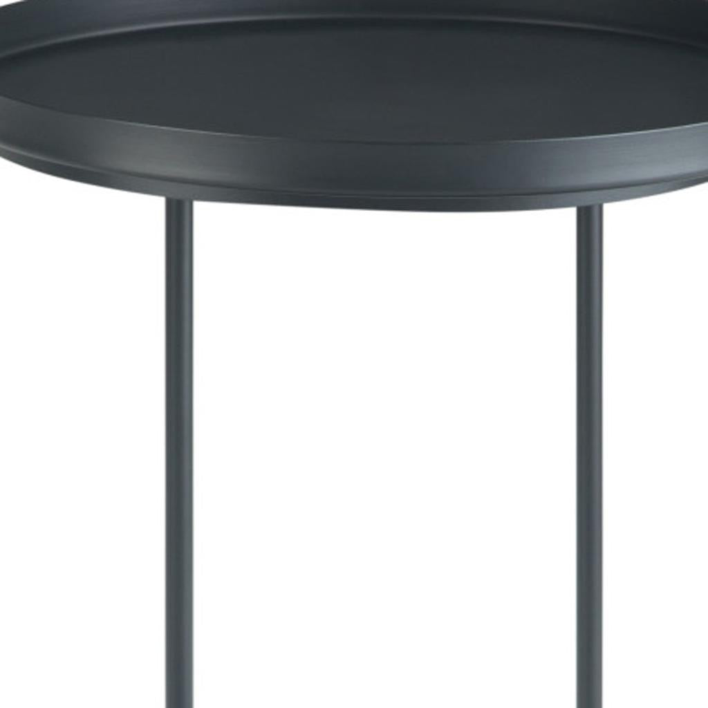 23" Black Metal Round End Table