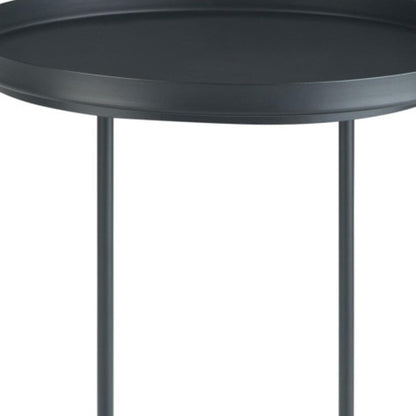 23" Black Metal Round End Table