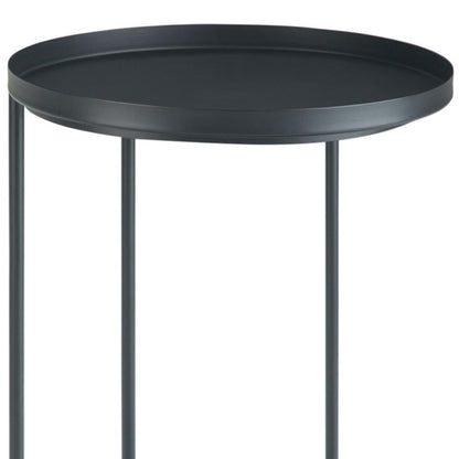 23" Black Metal Round End Table