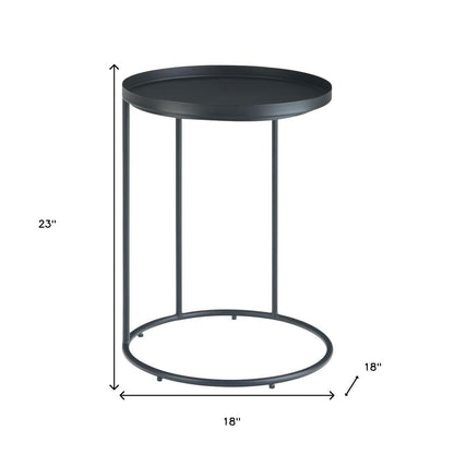 23" Black Metal Round End Table