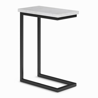24" White Marble End Table And Trunk Storage