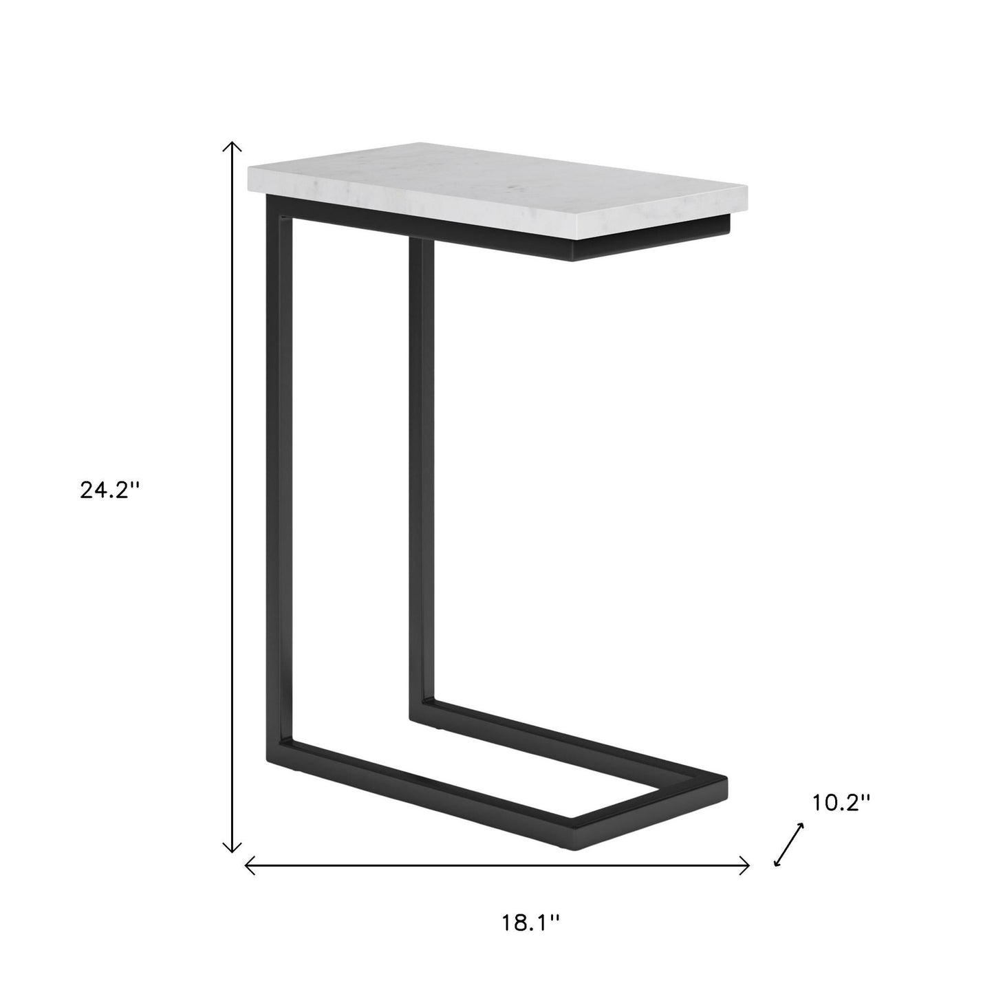 24" White Marble End Table And Trunk Storage