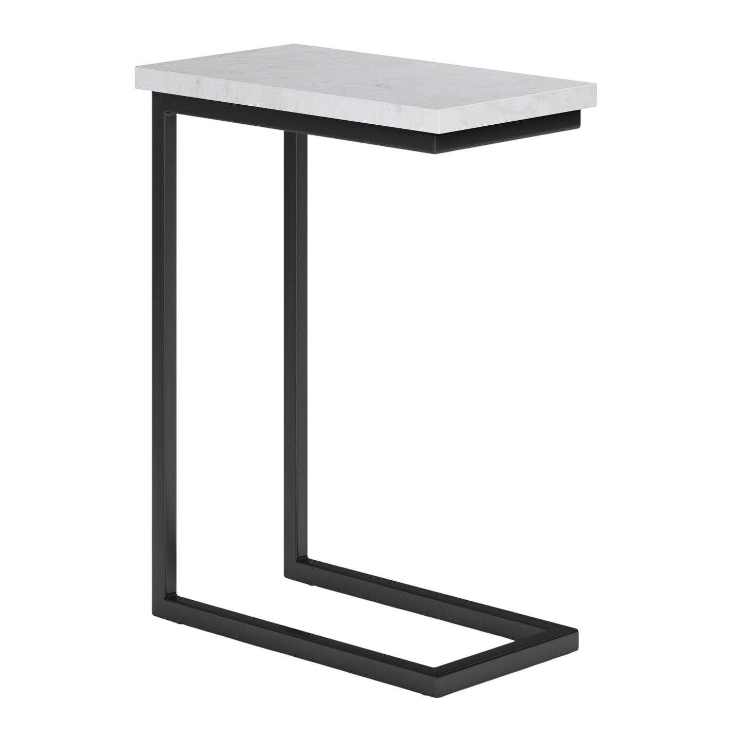 24" White Marble End Table And Trunk Storage