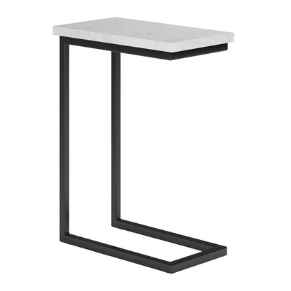 24" White Marble End Table And Trunk Storage
