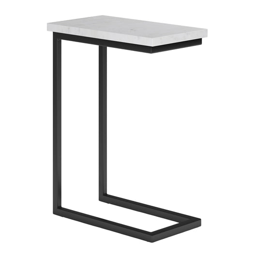 24" White Marble End Table And Trunk Storage