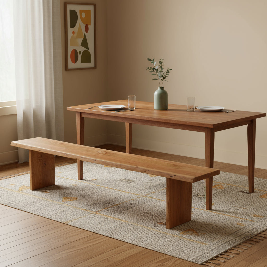 105" Brown Solid Wood Solid Wood Live Edge Dining Bench