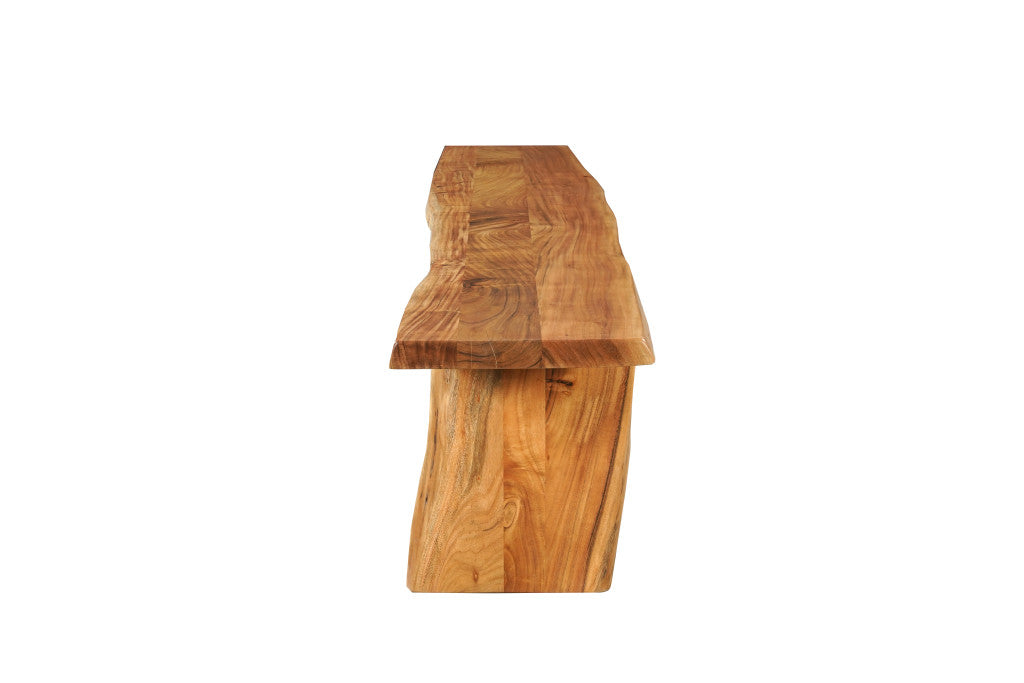 105" Brown Solid Wood Solid Wood Live Edge Dining Bench