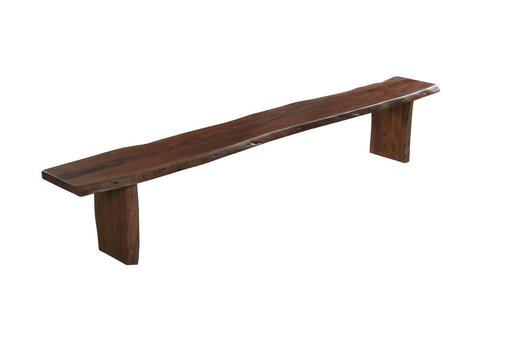 105" Brown Solid Wood Solid Wood Live Edge Dining Bench