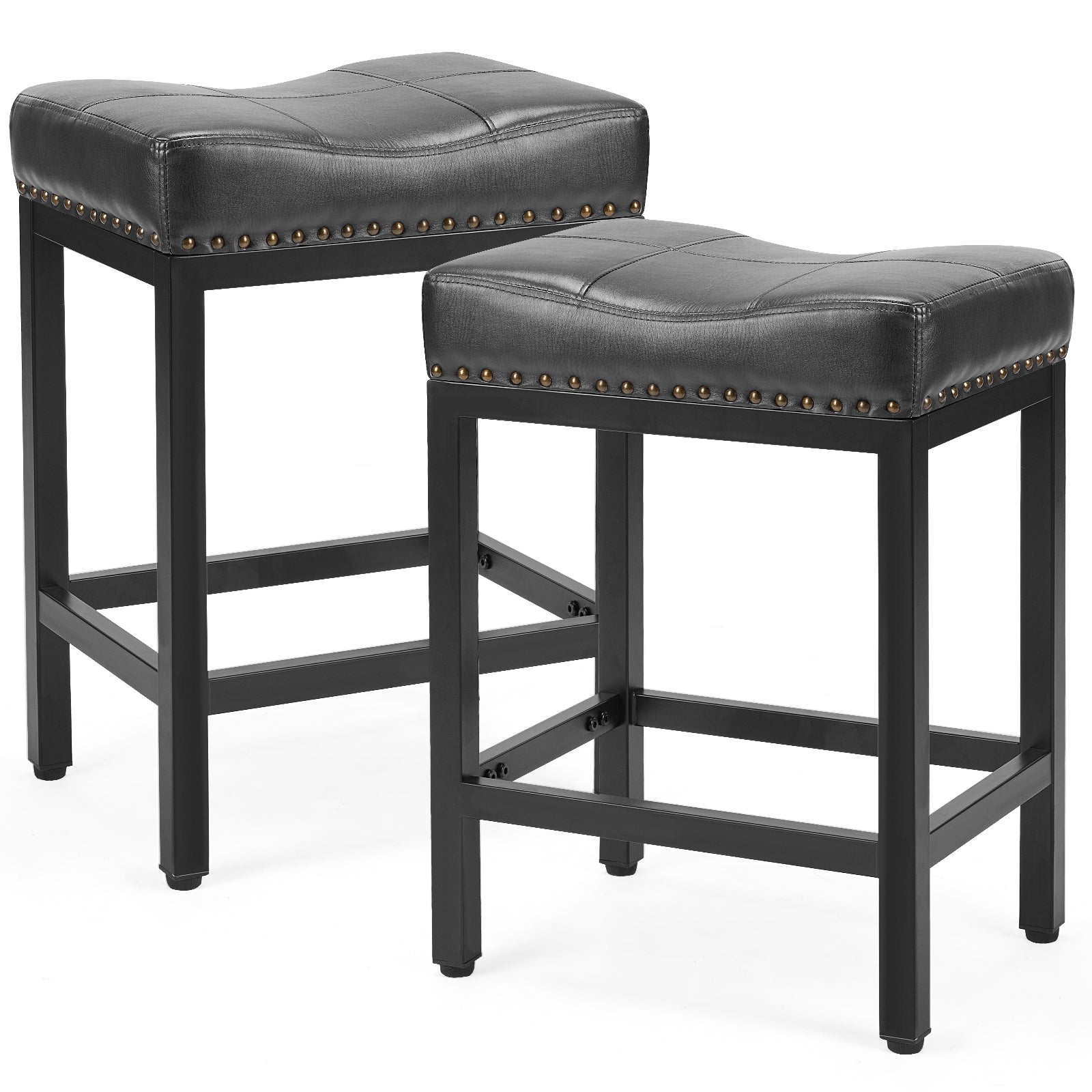 Set of Two 18" Black Tufted Club Chair