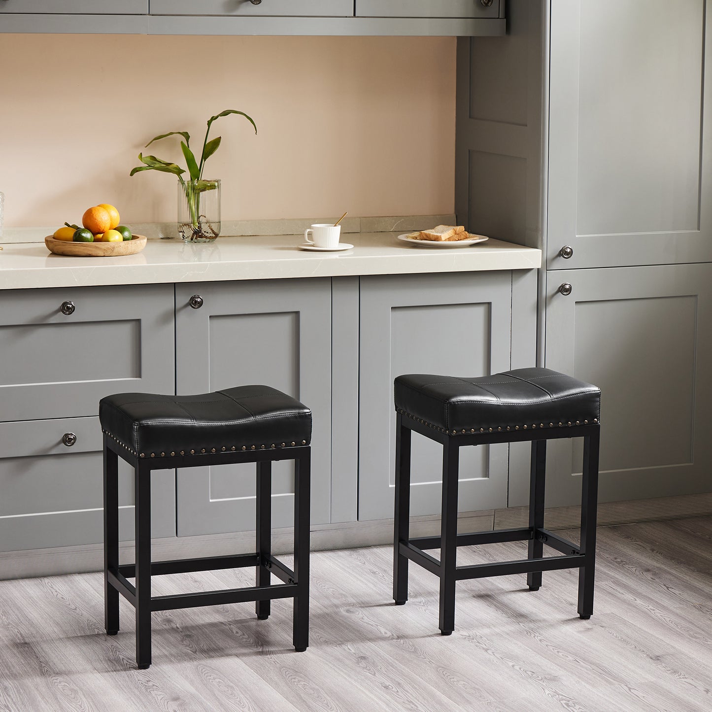 Set of Two 18" Black Tufted Club Chair