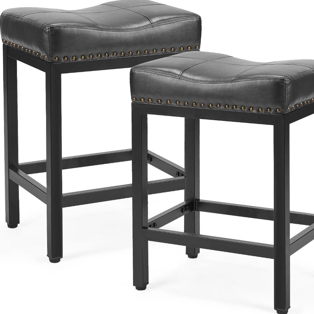 Set of Two 18" Black Tufted Club Chair