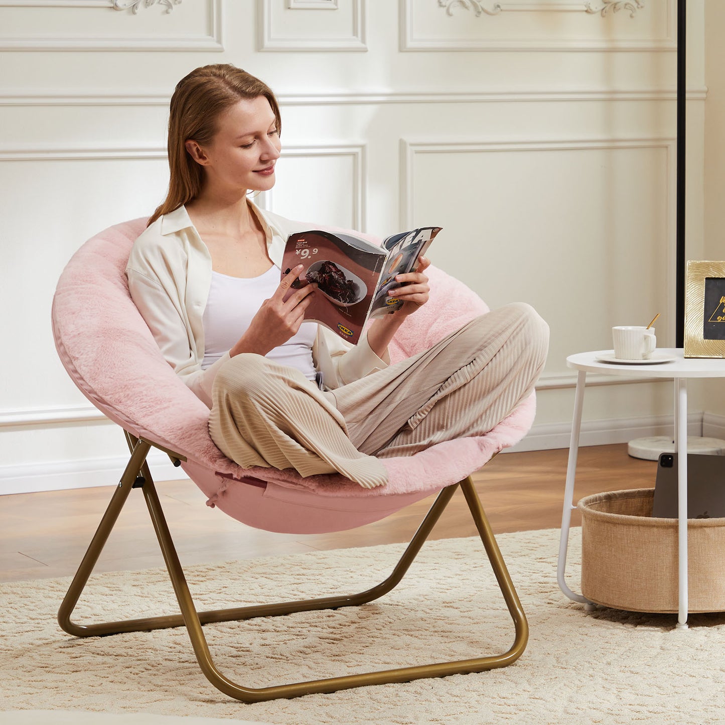 26" Brown Tufted Lounge Chair