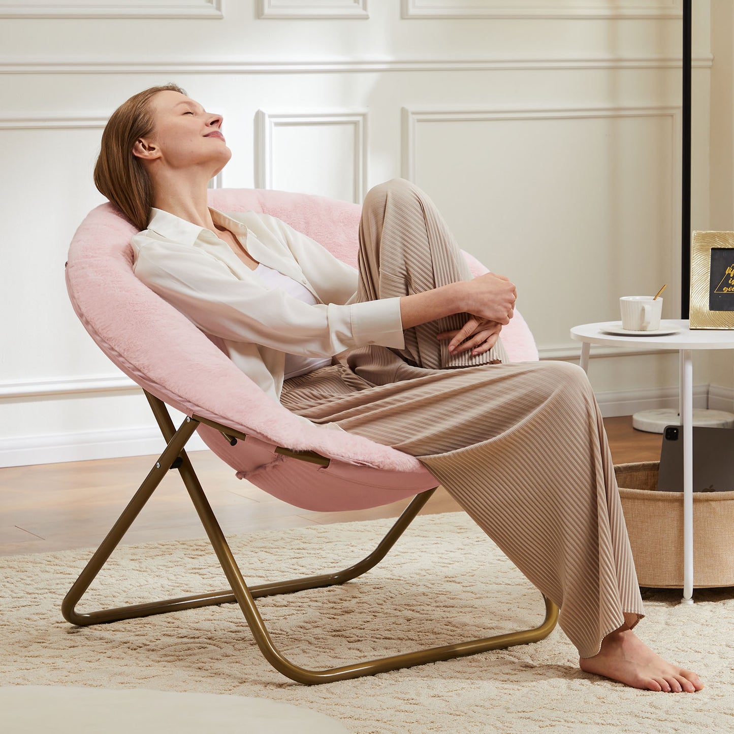 26" Brown Tufted Lounge Chair
