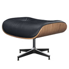 27" Black and Light Brown Tufted Genuine Leather Swivel Lounge Chair With Ottoman