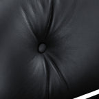 27" Black and Light Brown Tufted Genuine Leather Swivel Lounge Chair With Ottoman