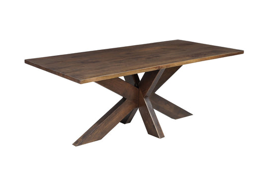 Seven Piece Brown Solid Wood Dining Set with Six Chairs