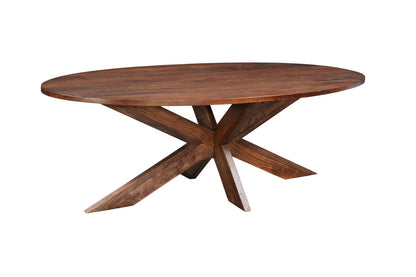 Seven Piece Brown Solid Wood Dining Set with Six Chairs