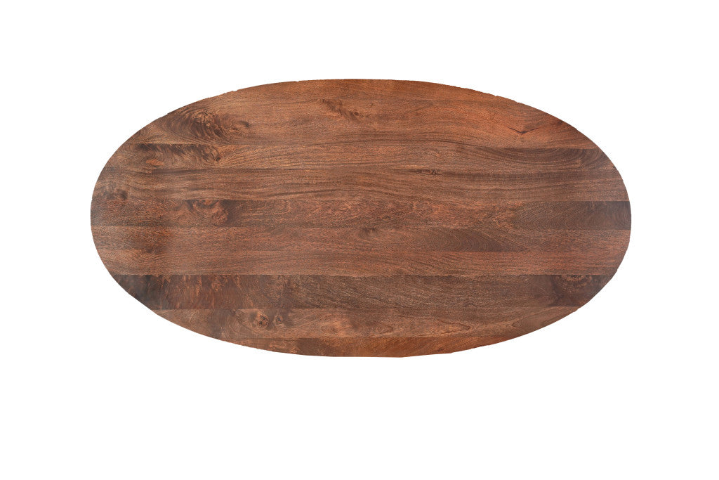 Seven Piece Brown Solid Wood Dining Set with Six Chairs