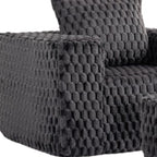 42" Charcoal Chenille Upholstered Arm Chair With Ottoman