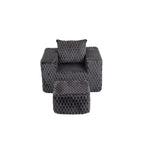 42" Charcoal Chenille Upholstered Arm Chair With Ottoman