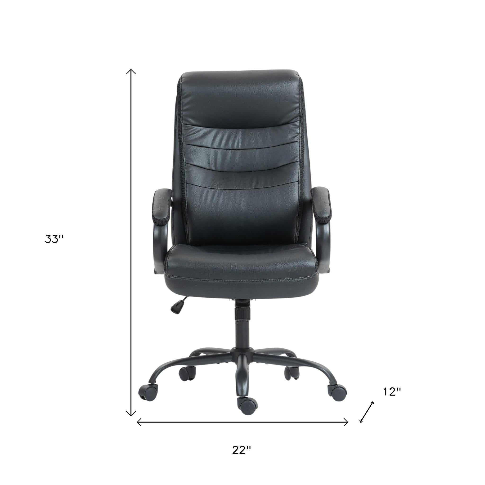 Black Adjustable Height Swivel Rolling Executive Office Chair
