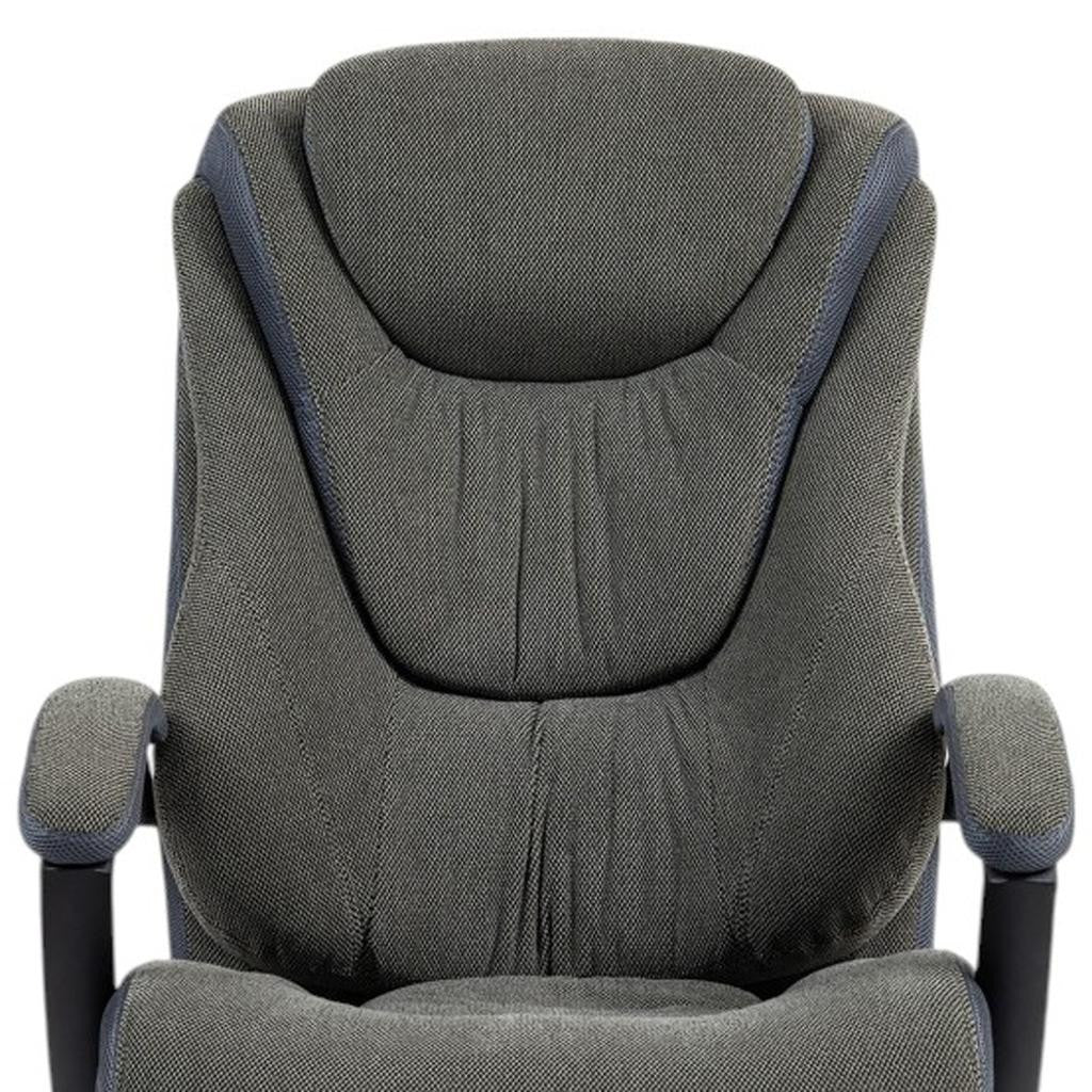 Set of Two Gray and Black Adjustable Height Swivel Rolling Executive Office Chair