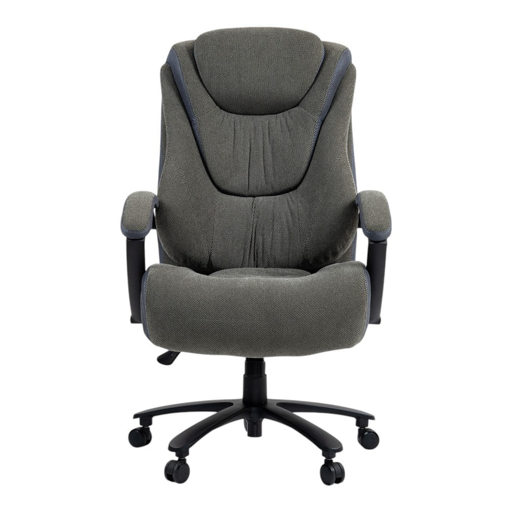 Set of Two Gray and Black Adjustable Height Swivel Rolling Executive Office Chair