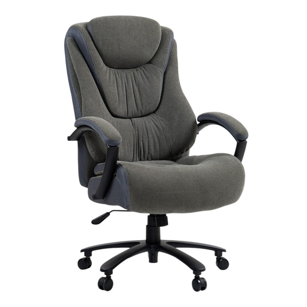 Set of Two Gray and Black Adjustable Height Swivel Rolling Executive Office Chair