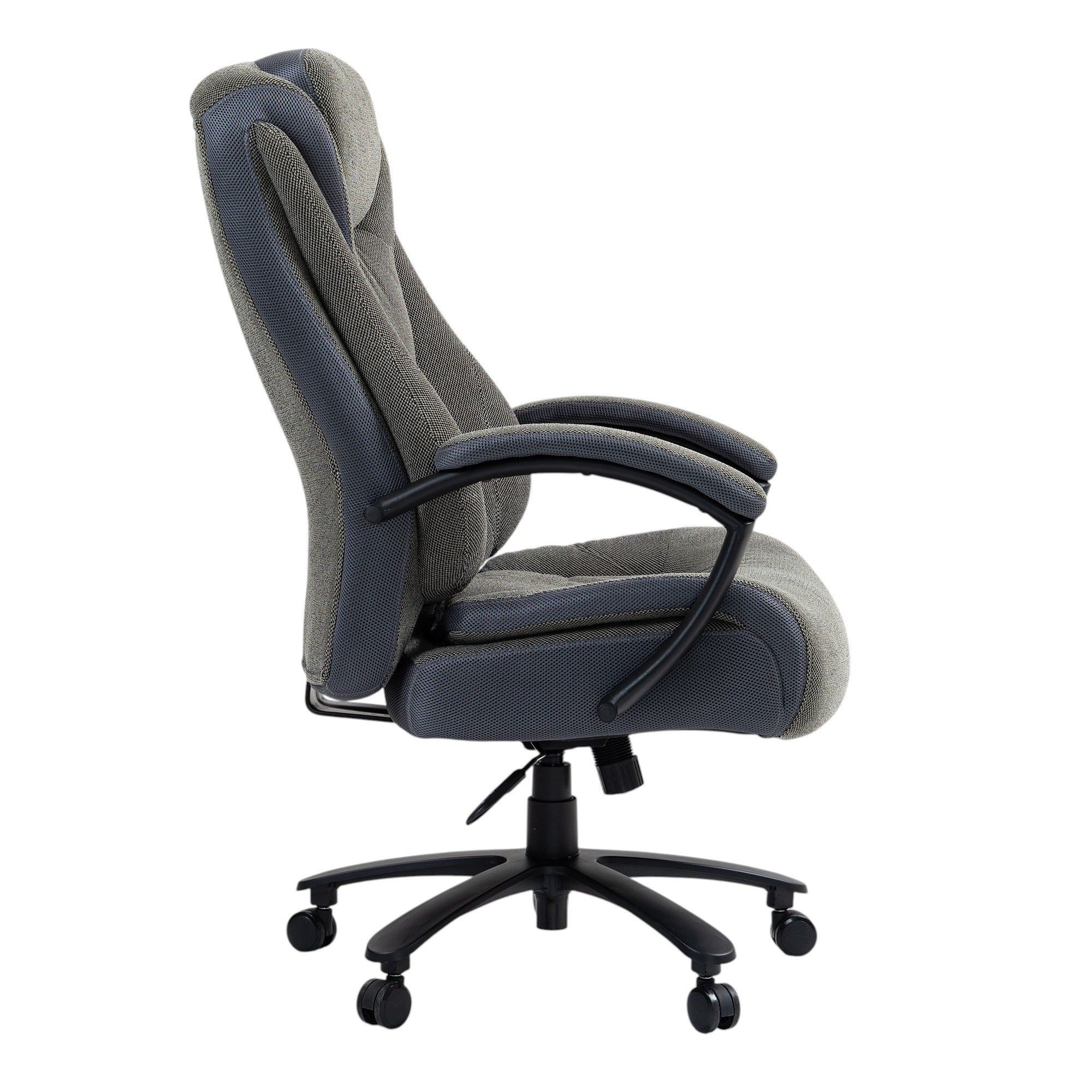 Set of Two Gray and Black Adjustable Height Swivel Rolling Executive Office Chair
