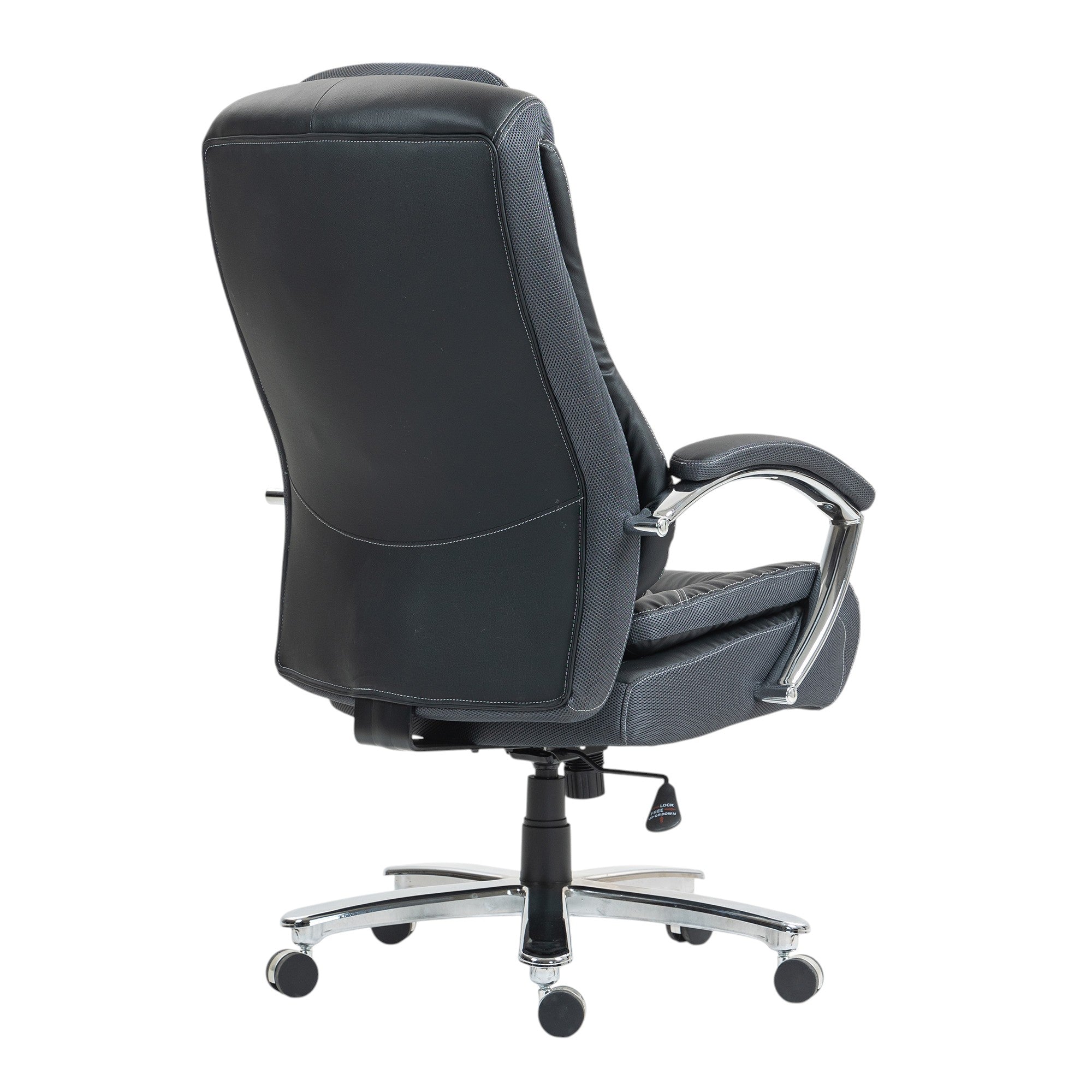 Set of Two Black and Silver Adjustable Height Swivel Rolling Executive Office Chairs