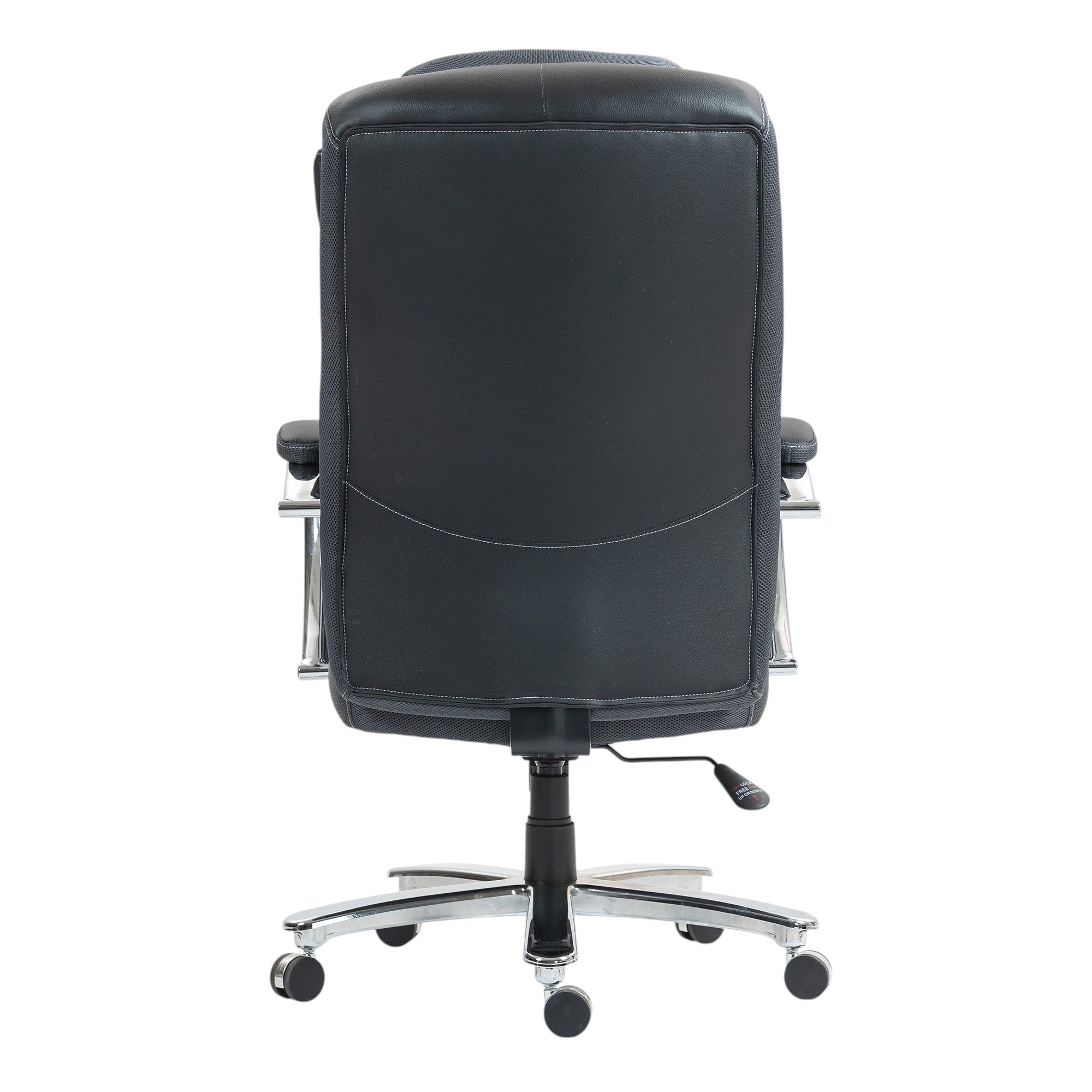 Set of Two Black and Silver Adjustable Height Swivel Rolling Executive Office Chairs