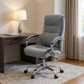 Gray and Silver Adjustable Height Swivel Rolling Executive Office Chair