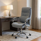 Gray and Silver Adjustable Height Swivel Rolling Executive Office Chair