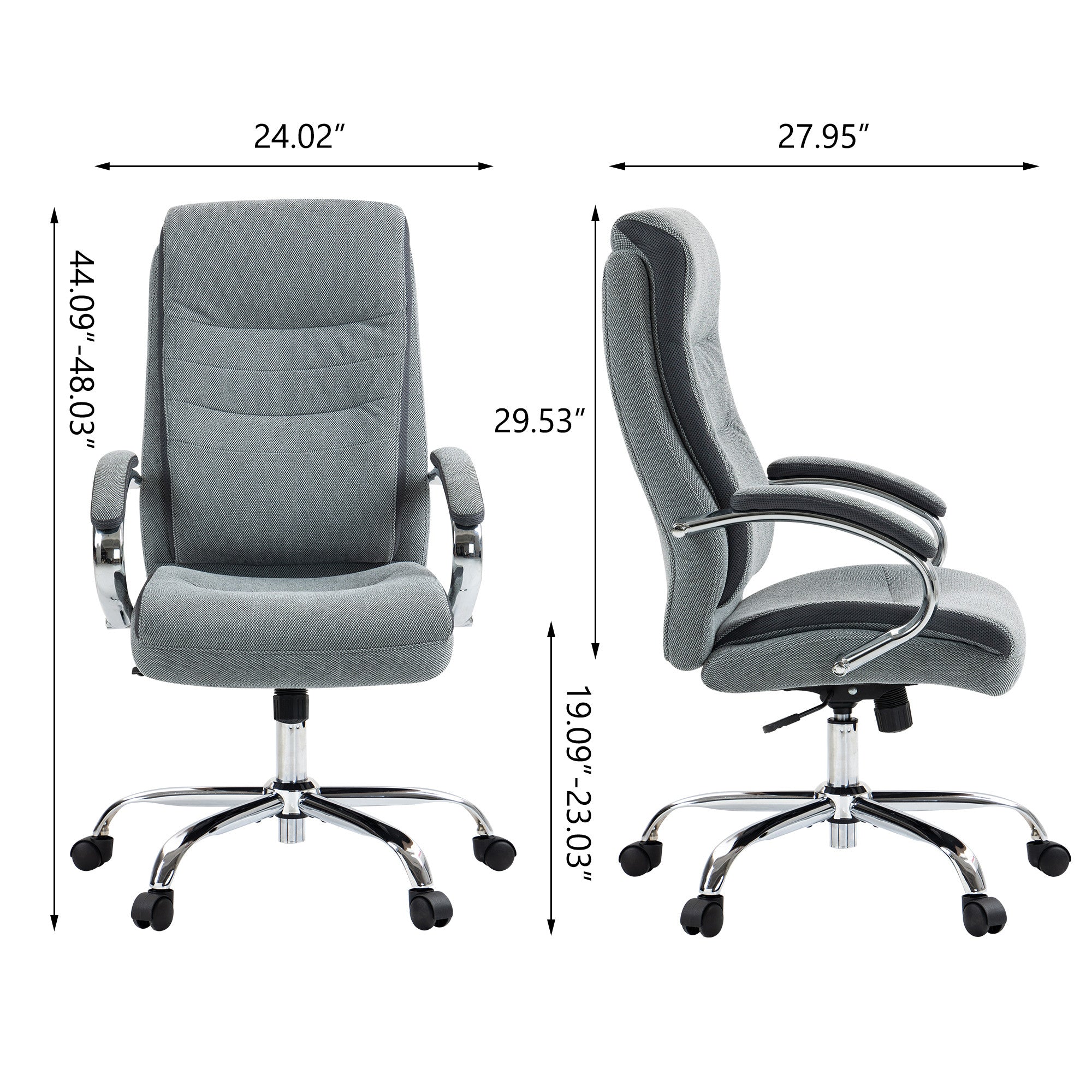 Gray and Silver Adjustable Height Swivel Rolling Executive Office Chair