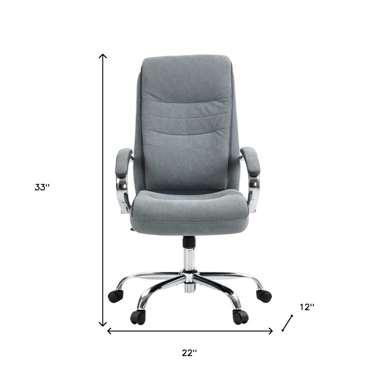 Gray and Silver Adjustable Height Swivel Rolling Executive Office Chair