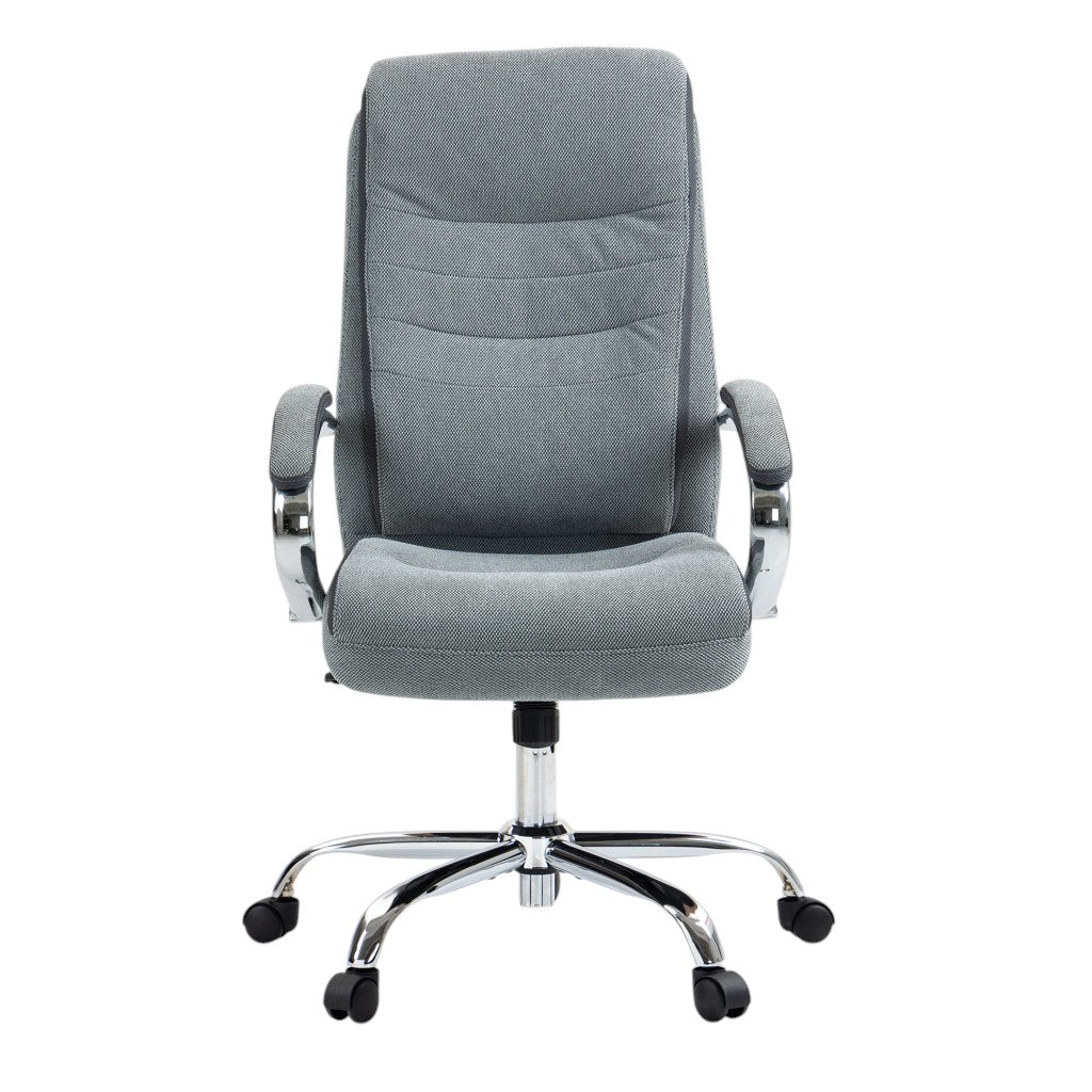Gray and Silver Adjustable Height Swivel Rolling Executive Office Chair
