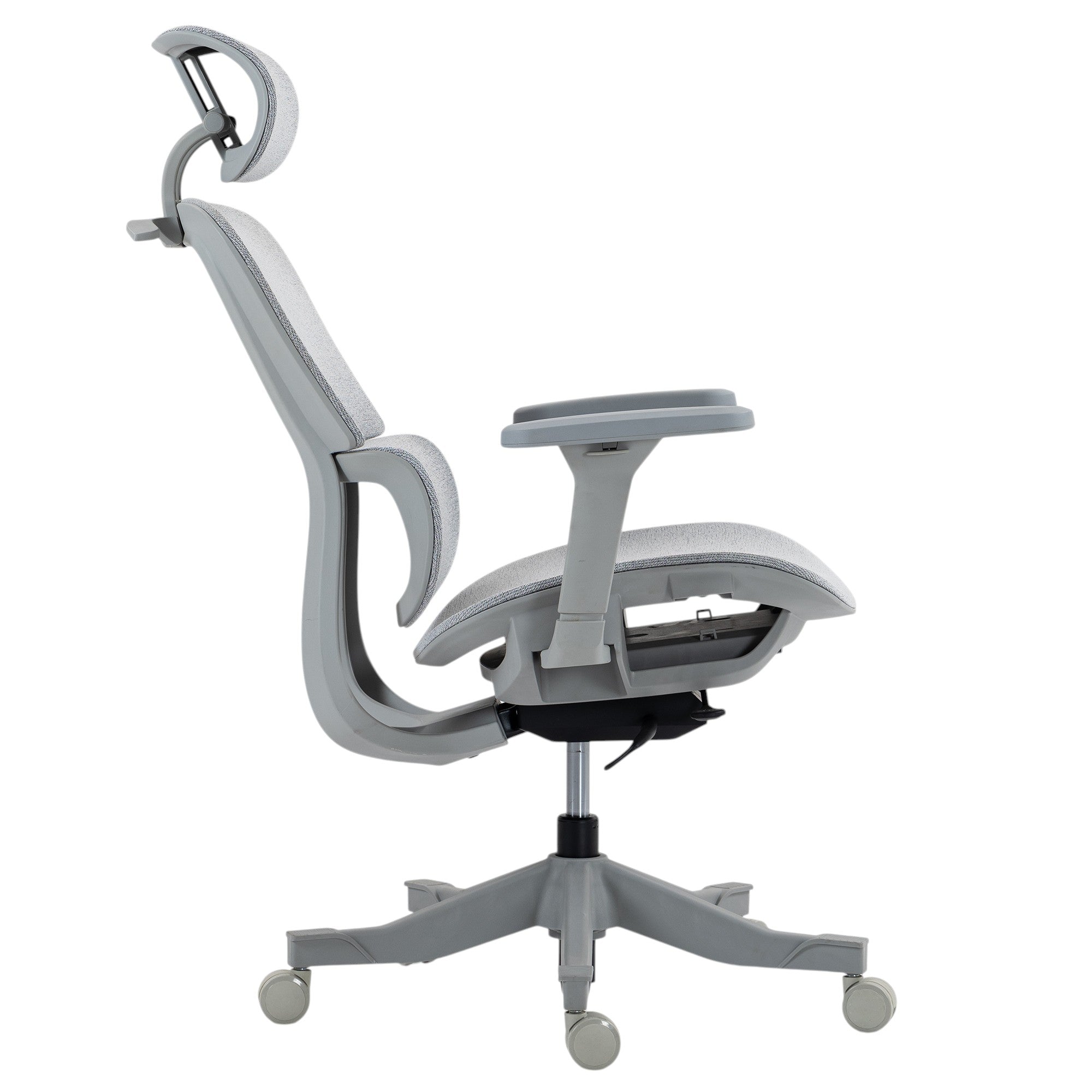 Set of Two Gray Adjustable Height Swivel Rolling Office Chairs