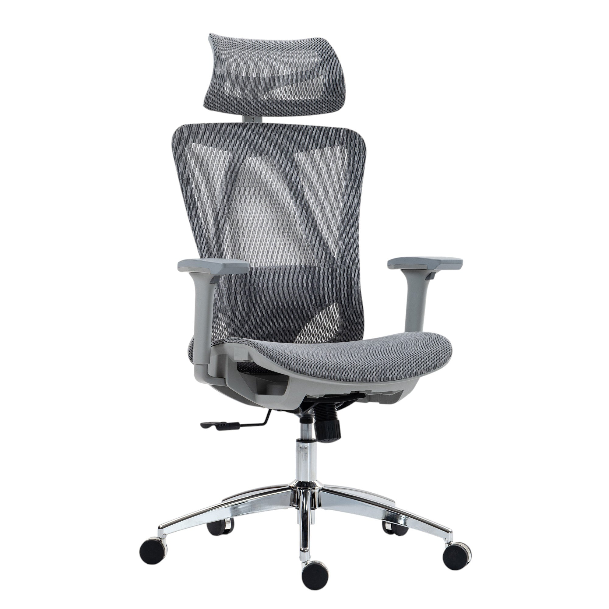 Gray and Silver Adjustable Height Swivel Rolling Office Chair