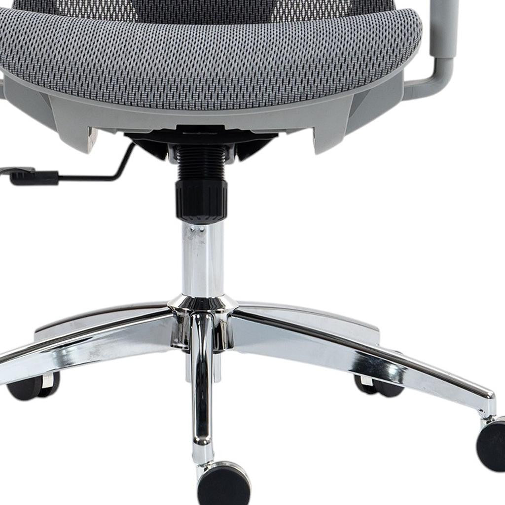 Gray and Silver Adjustable Height Swivel Rolling Office Chair