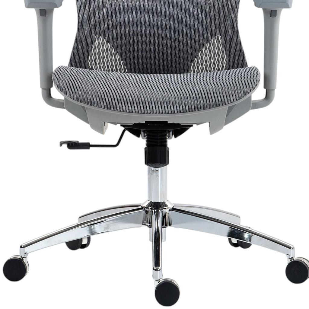 Gray and Silver Adjustable Height Swivel Rolling Office Chair