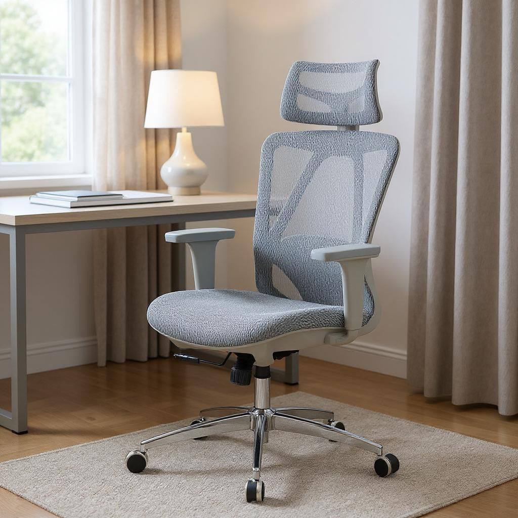 Gray and Silver Adjustable Height Swivel Rolling Office Chair