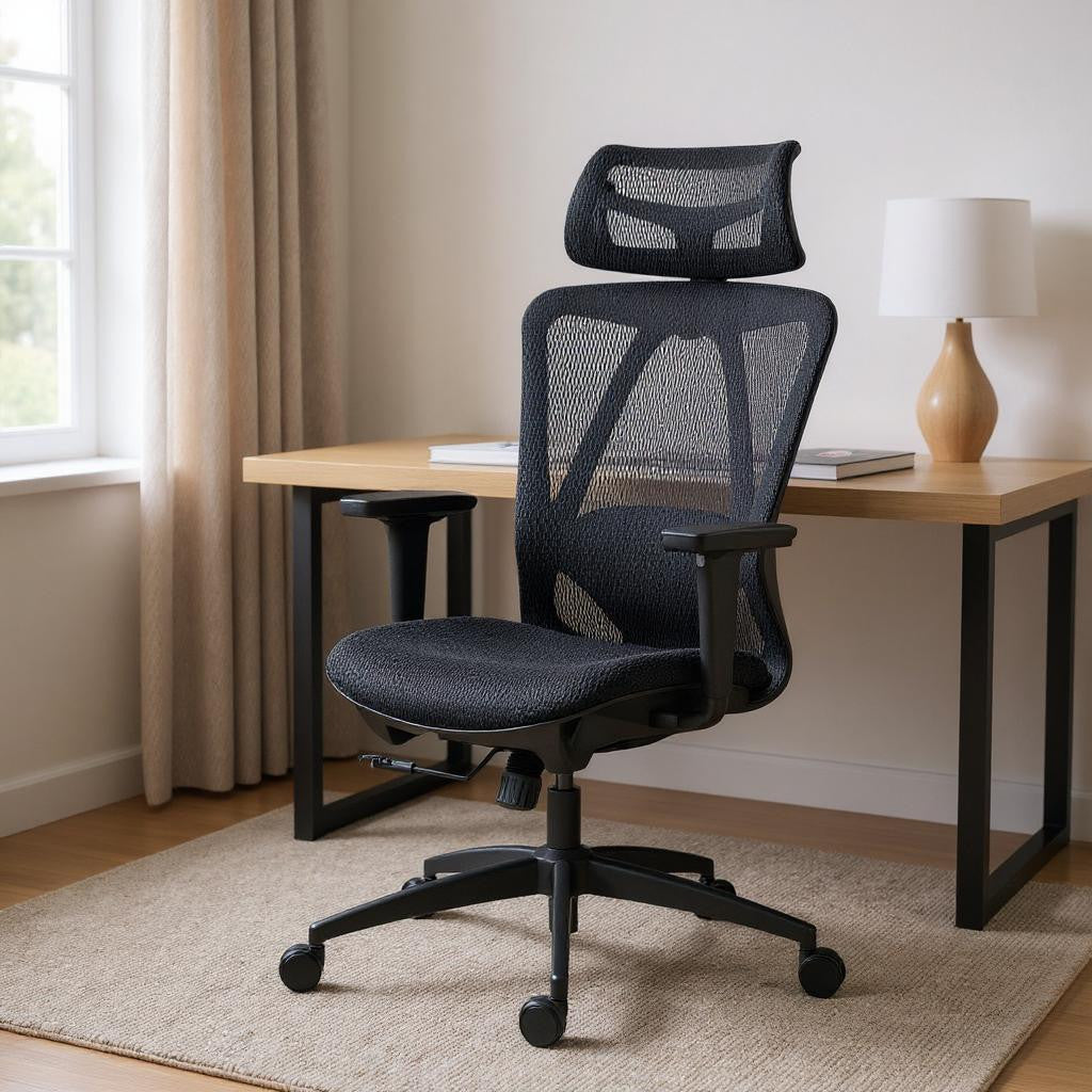 Black Adjustable Height Swivel Rolling Office Chair