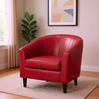 30" Red and Dark Brown Leather Arm Chair