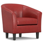 30" Red and Dark Brown Leather Arm Chair