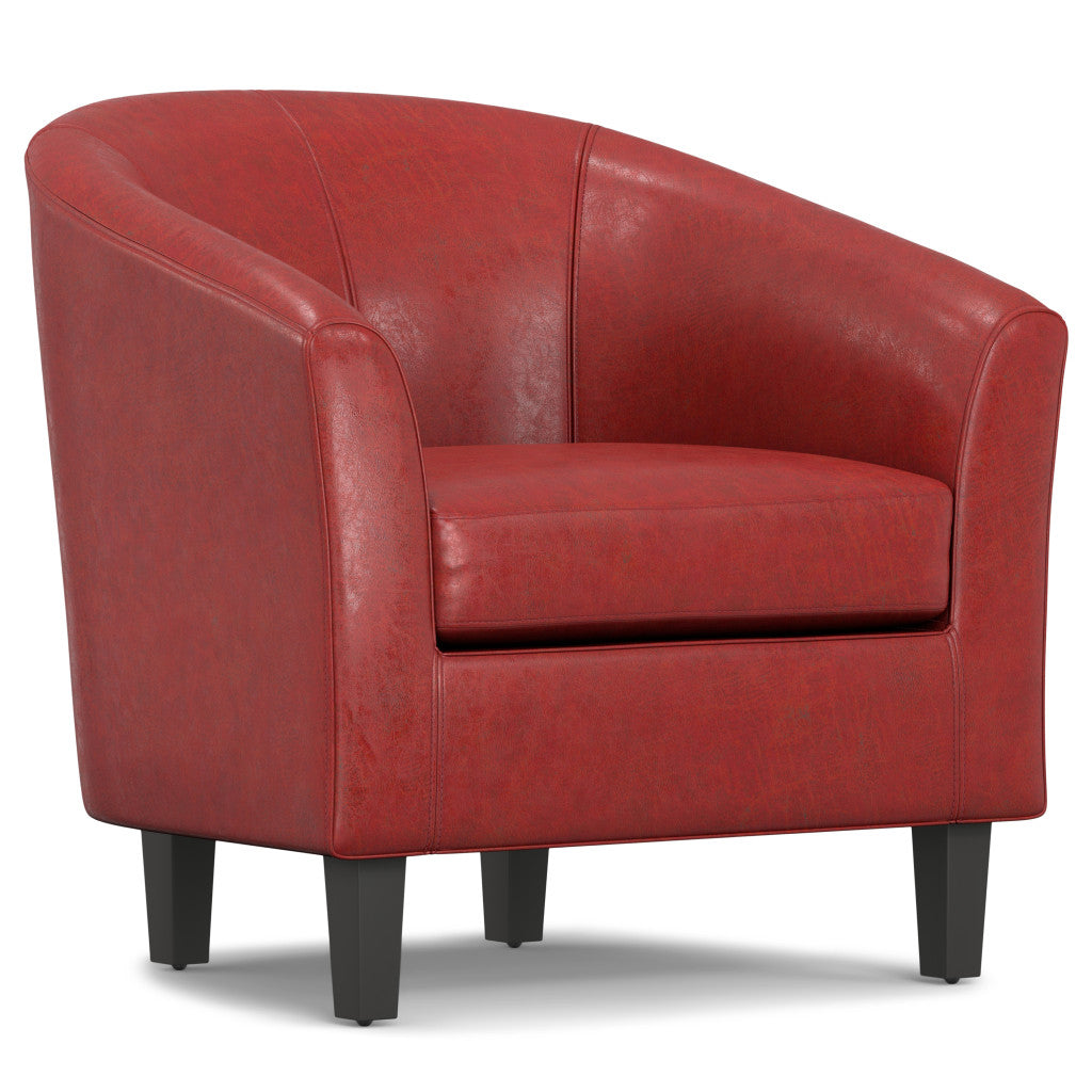 30" Red and Dark Brown Leather Arm Chair