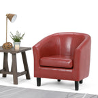 30" Red and Dark Brown Leather Arm Chair