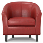 30" Red and Dark Brown Leather Arm Chair