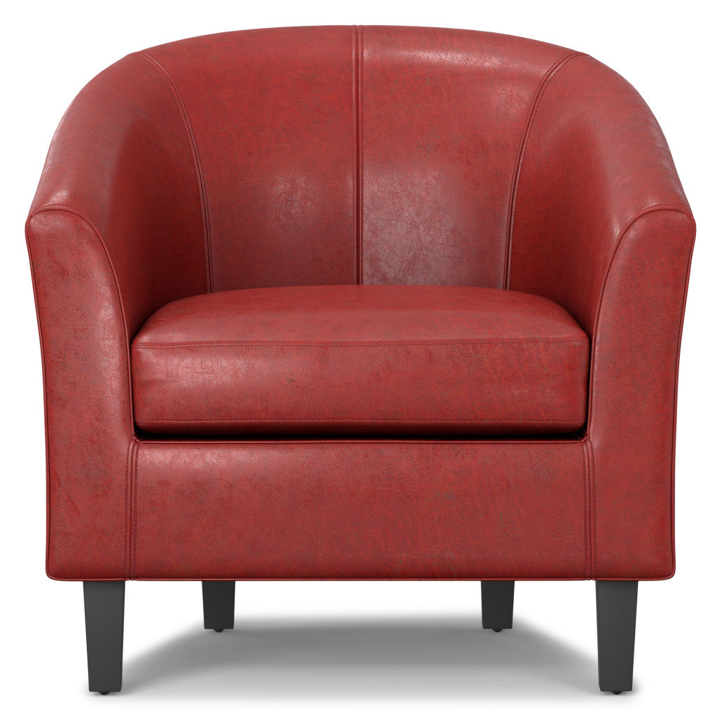 30" Red and Dark Brown Leather Arm Chair